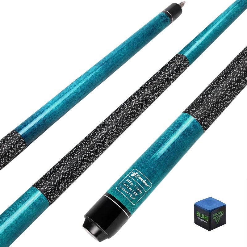 CUEBAR Pool Stick for Adults - 58" 2-Piece Maple Billiard Cue with 13mm Tip & Linen Grip - Choose from 8 Colors & 4 Weights (18-21oz) - Perfect for Home Bar or Game Room - Image 1